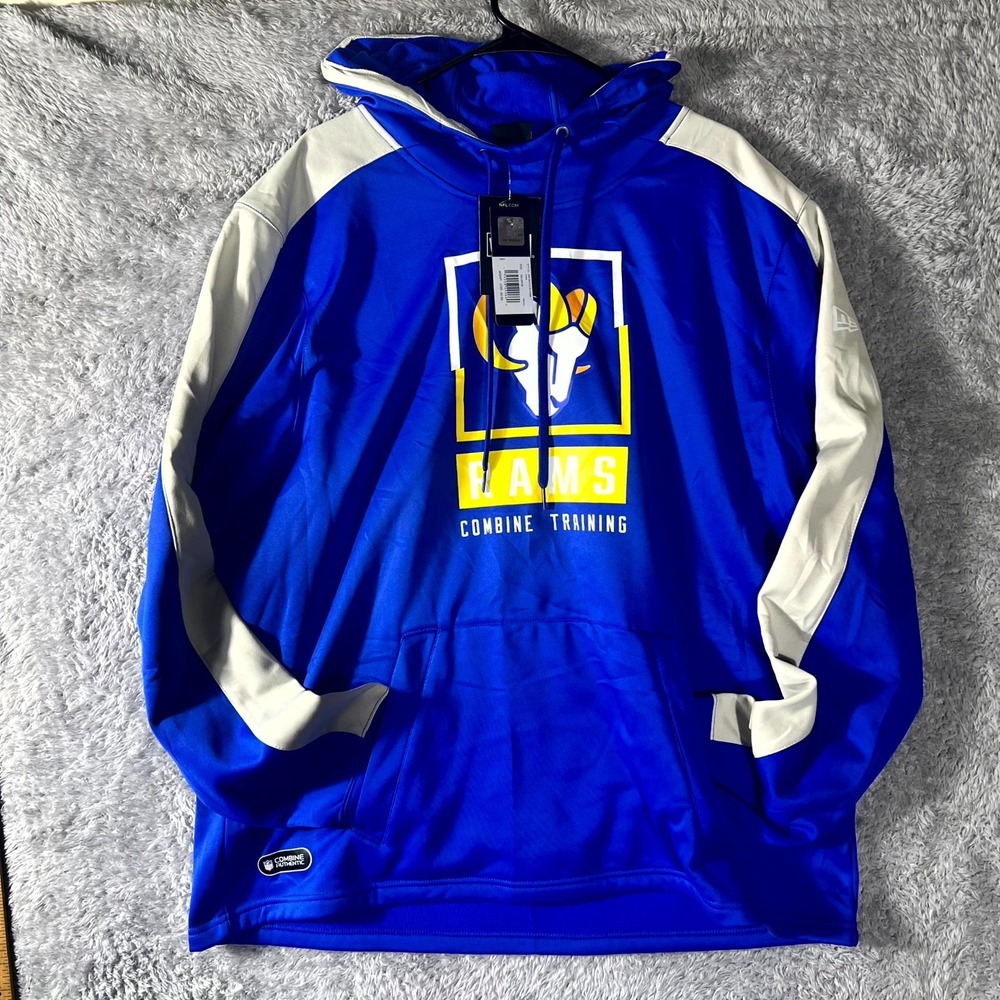St. Louis Rams Hoodie Mens‎ 2XL Blue New Era Football NFL Combine Authentic